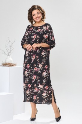 Платье Romanovich style 1-2442 Чёрный/цветы